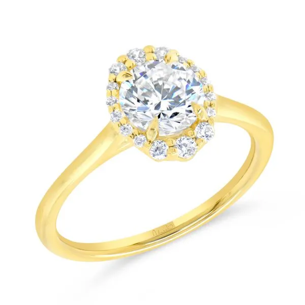 Uneek Petals Collection Halo Round Engagement Ring Tracy Jewelers Spokane, WA