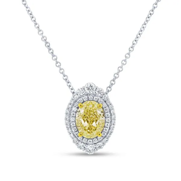Uneek Natureal Collection Double-Halo Oval Fancy Light Yellow Diamond Drop Necklace Diamond Source Jewelers Greenwood Village, CO