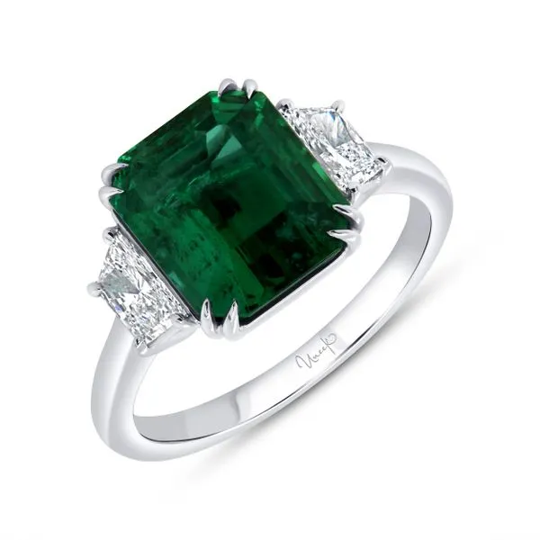 Uneek Precious Collection Three-Stone Emerald Emerald Engagement Ring Quest Fine Jewelers Fairfax, VA