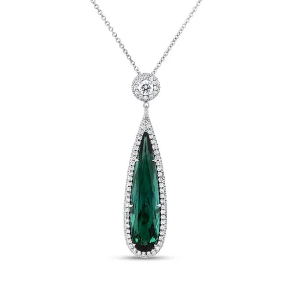 Uneek Precious Collection Pear Green Tourmaline Drop Pendant Diamond Source Jewelers Greenwood Village, CO