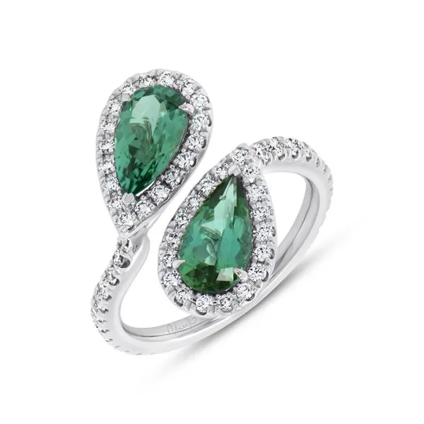 Uneek Precious Collection Bypass Pear Green Tourmaline Fashion Ring Quest Fine Jewelers Fairfax, VA