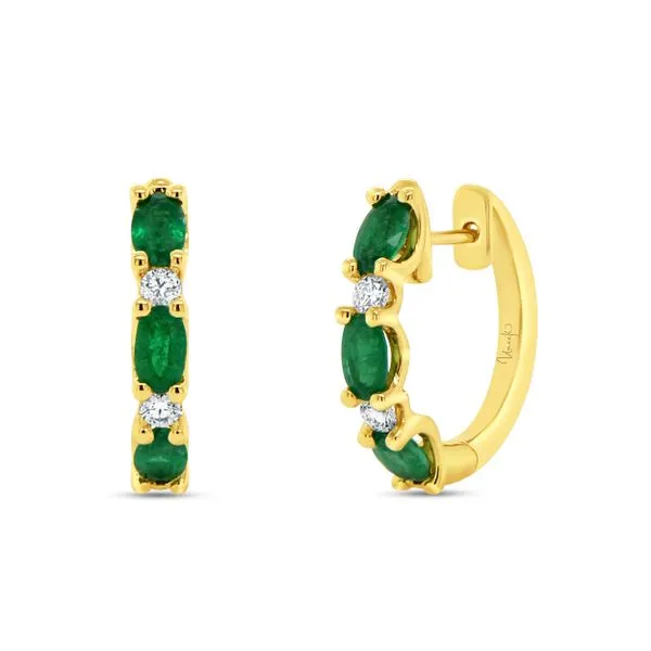 Uneek Precious Collection 1-Row Oval Emerald Huggie Earrings Aires Jewelers Morris Plains, NJ