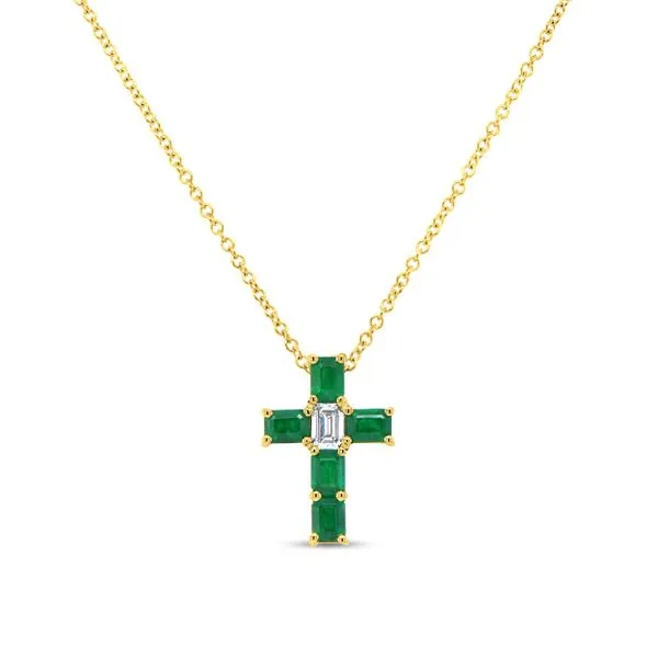 Uneek Precious Collection Cross Emerald Religious Pendant Diamond Source Jewelers Greenwood Village, CO