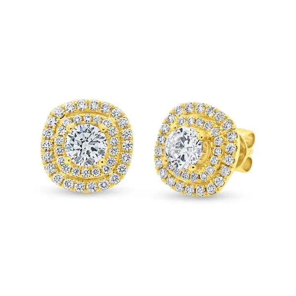 Uneek Silhouette Collection Double-Halo Round Stud Earrings Aires Jewelers Morris Plains, NJ