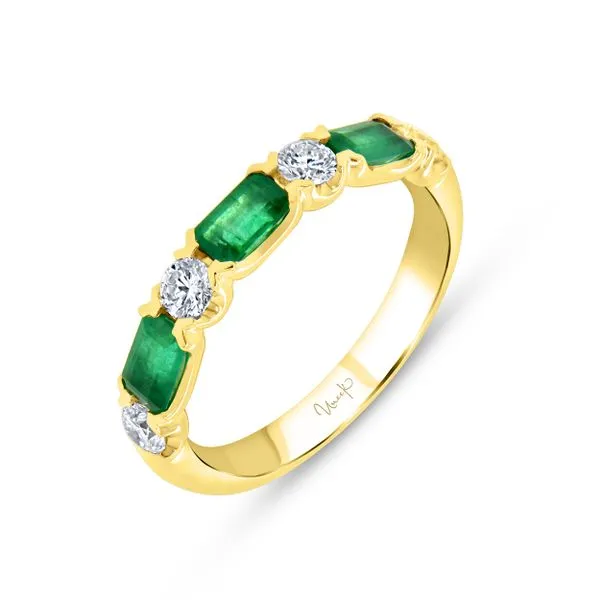 Uneek Precious Collection Seven-Stone Emerald Emerald Stackable Ring Diamond Source Jewelers Greenwood Village, CO