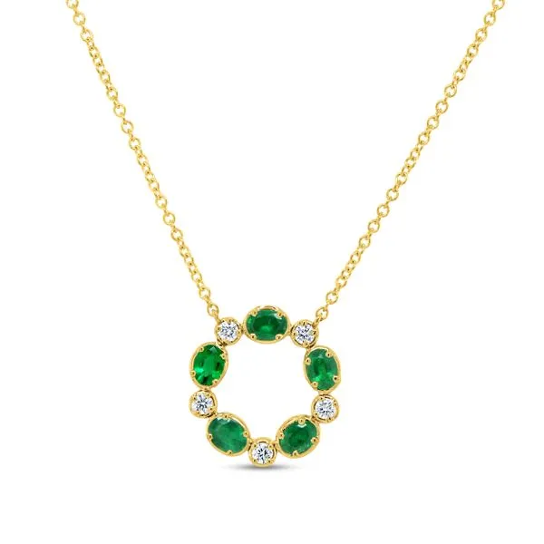 Uneek Precious Collection Circle Oval Emerald Fashion Pendant Diamond Source Jewelers Greenwood Village, CO