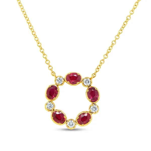 Uneek Precious Collection Circle Oval Ruby Fashion Pendant Diamond Source Jewelers Greenwood Village, CO