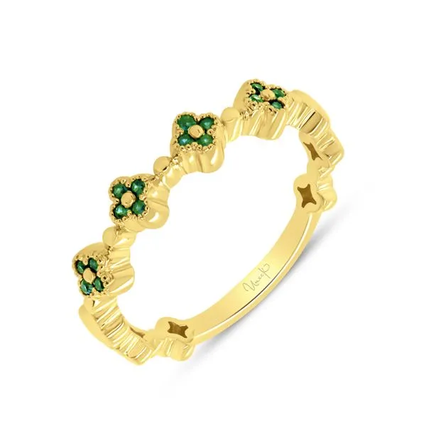 Uneek Precious Collection Floral Emerald Stackable Ring Quest Fine Jewelers Fairfax, VA