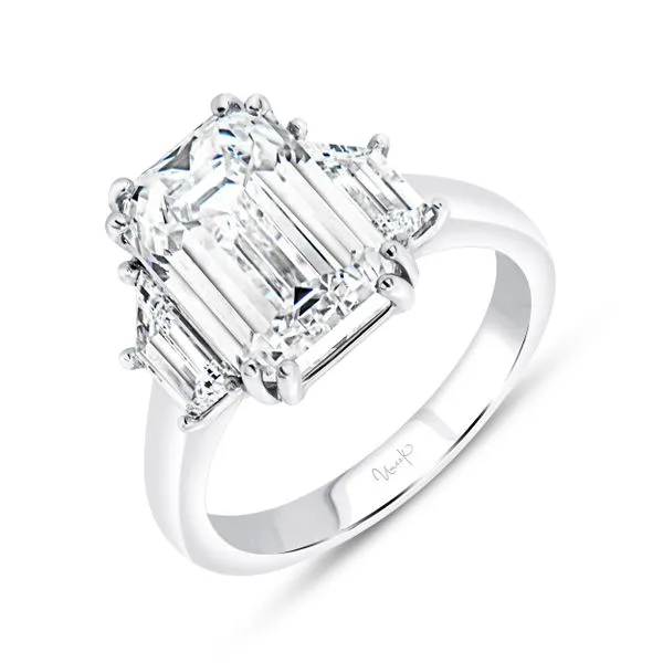 Uneek Signature Collection Three-Stone Emerald Diamond Engagement Ring Diamond Source Jewelers Greenwood Village, CO