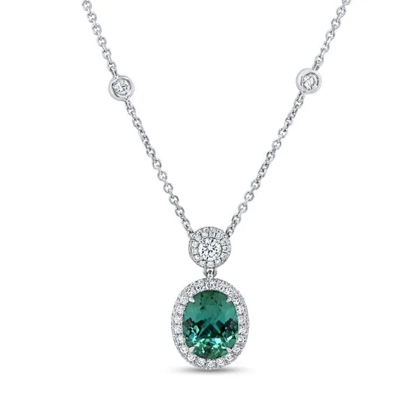 Uneek Precious Collection Oval Green Tourmaline Drop Pendant Aires Jewelers Morris Plains, NJ
