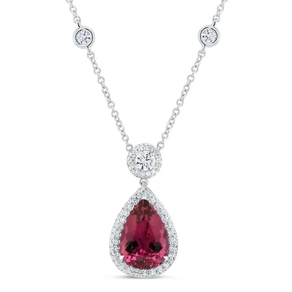 Uneek Precious Collection Pear Rubellite Drop Pendant Diamond Source Jewelers Greenwood Village, CO