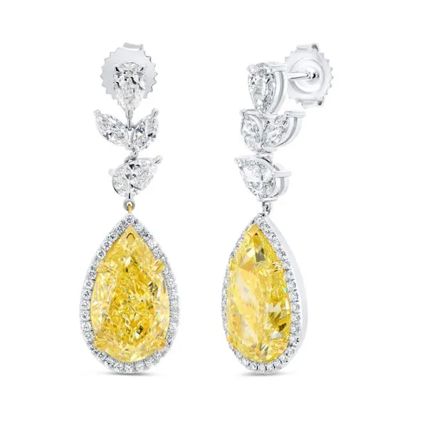 Uneek Natureal Collection Pear Fancy Light Yellow Diamond Dangle Earrings Quest Fine Jewelers Fairfax, VA