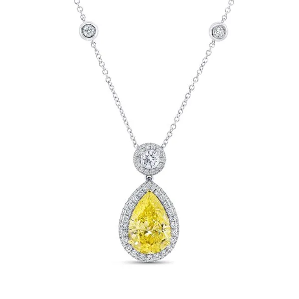 Uneek Natureal Collection Pear Fancy Yellow Diamond Drop Pendant Quest Fine Jewelers Fairfax, VA