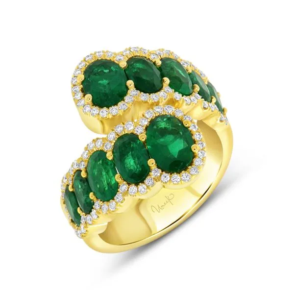 Uneek Precious Collection Bypass Oval Emerald Fashion Ring Diamond Source Jewelers Greenwood Village, CO