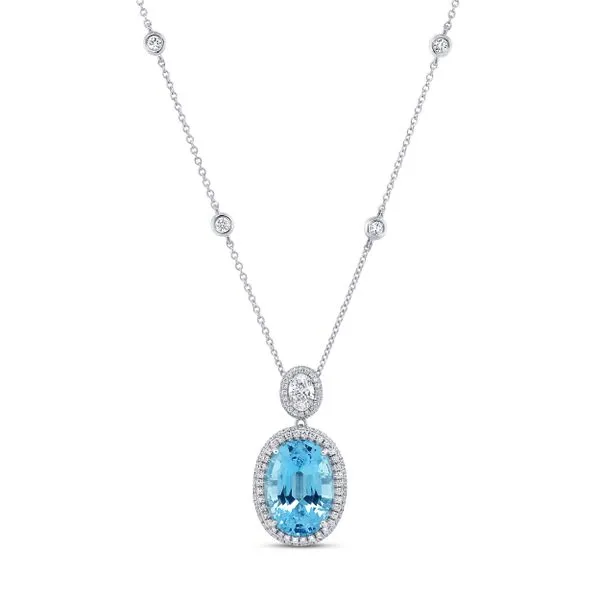 Uneek Precious Collection Oval Aquamarine Drop Pendant Diamond Source Jewelers Greenwood Village, CO