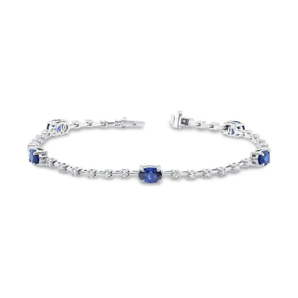 Uneek Precious Collection Oval Blue Sapphire Link Bracelet Quest Fine Jewelers Fairfax, VA