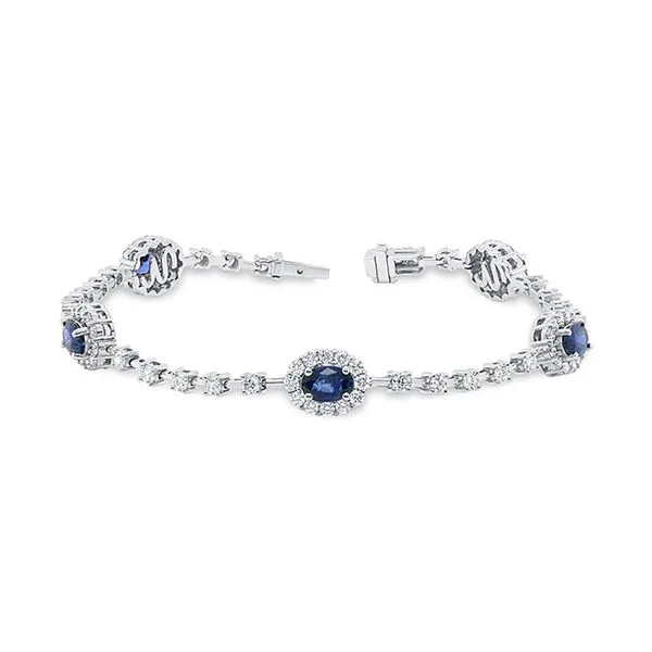 Uneek Precious Collection Halo Oval Blue Sapphire Fashion Bracelet Diamond Source Jewelers Greenwood Village, CO