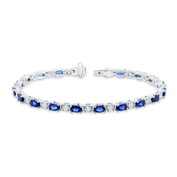 Uneek Precious Collection Oval Blue Sapphire Link Bracelet Diamond Source Jewelers Greenwood Village, CO