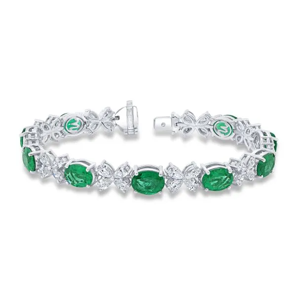 Uneek Precious Collection Oval Emerald Link Bracelet Quest Fine Jewelers Fairfax, VA
