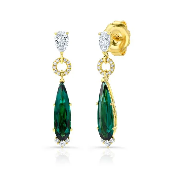 Uneek Precious Collection Pear Indicolite Tourmaline Dangle Earrings Diamond Source Jewelers Greenwood Village, CO
