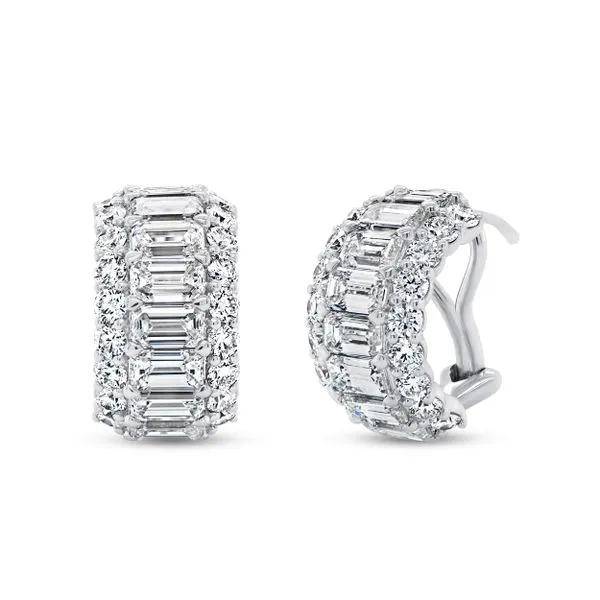 Uneek Signature Collection Emerald Diamond Huggie Earrings Diamond Source Jewelers Greenwood Village, CO