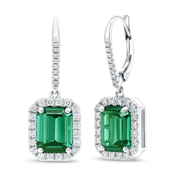 Uneek Precious Collection Halo Oval Green Tourmaline Drop Earrings Diamond Source Jewelers Greenwood Village, CO