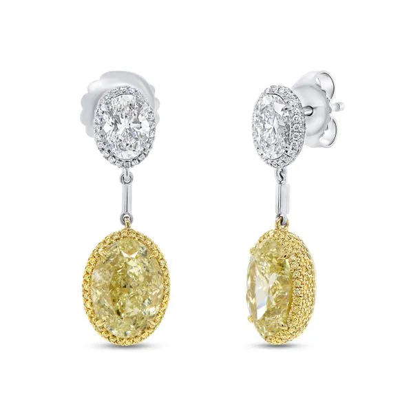 Uneek Natureal Collection Oval Fancy Light Yellow Diamond Dangle Earrings Quest Fine Jewelers Fairfax, VA