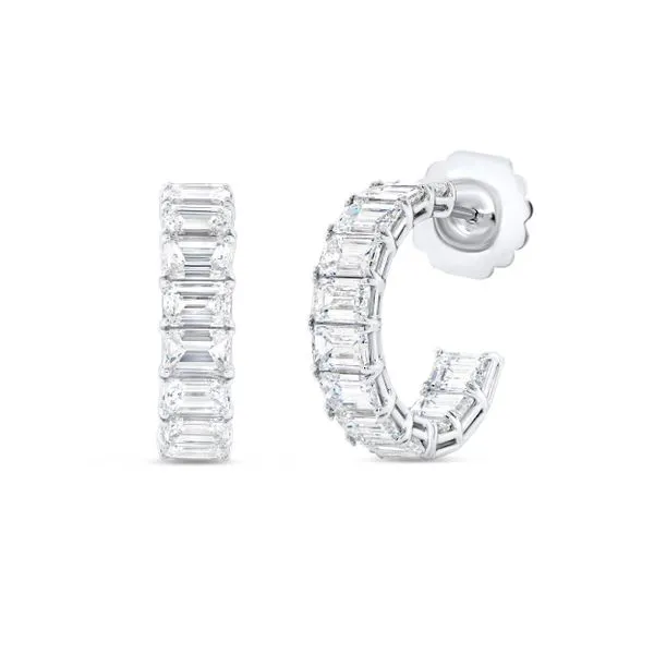 Uneek Signature Collection 1-Row Emerald Diamond Huggie Earrings Quest Fine Jewelers Fairfax, VA