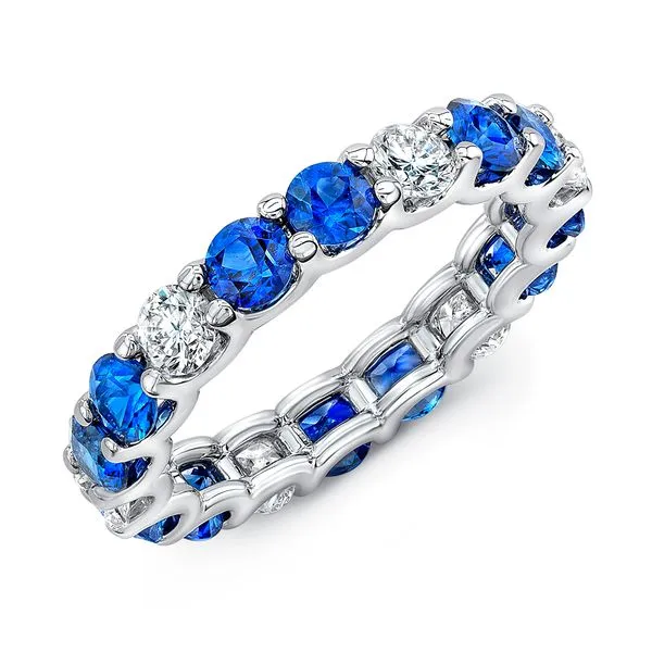 Uneek Precious Collection Eternity Round Blue Sapphire Eternity Ring Quest Fine Jewelers Fairfax, VA