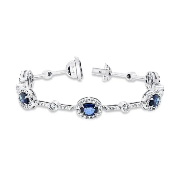 Uneek Precious Collection 1-Row Oval Blue Sapphire Link Bracelet Tracy Jewelers Spokane, WA