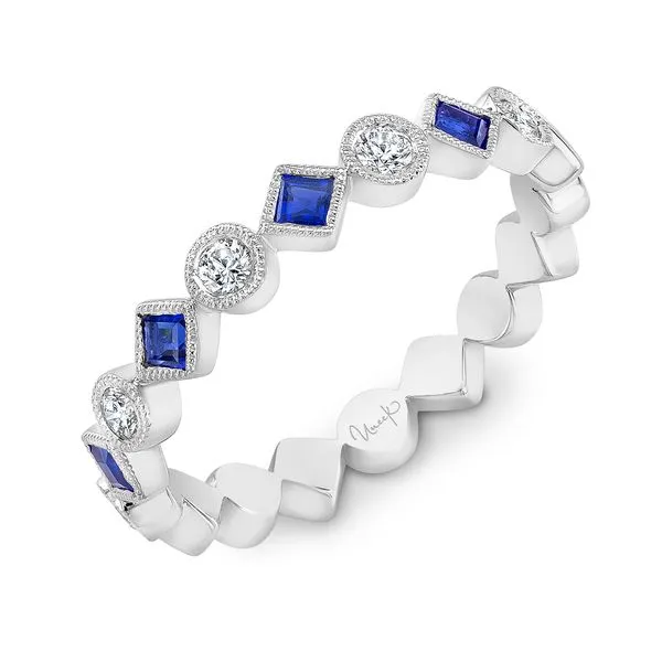 Uneek Precious Collection 1-Row Round Blue Sapphire Stackable Ring Quest Fine Jewelers Fairfax, VA