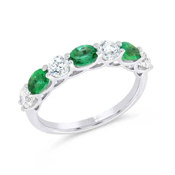 Uneek Precious Collection Seven-Stone Oval Emerald Stackable Ring Quest Fine Jewelers Fairfax, VA