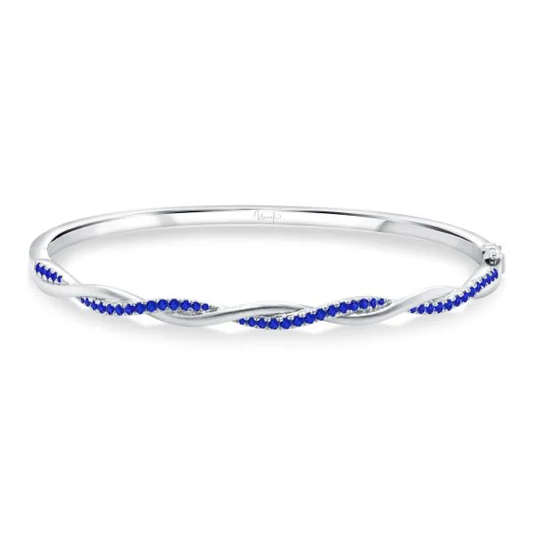 Uneek Precious Collection Twist Blue Sapphire Clasp Bangle Diamond Source Jewelers Greenwood Village, CO