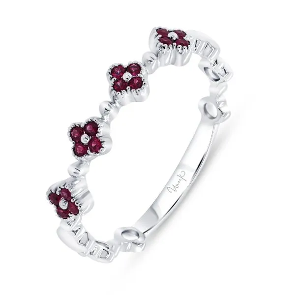 Uneek Precious Collection Floral Round Ruby Stackable Ring Diamond Source Jewelers Greenwood Village, CO