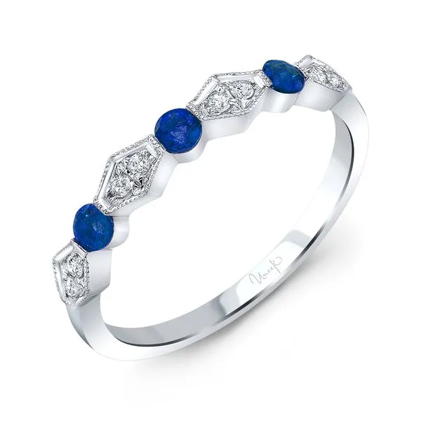 Uneek Precious Collection 1-Row Round Blue Sapphire Stackable Ring Diamond Source Jewelers Greenwood Village, CO
