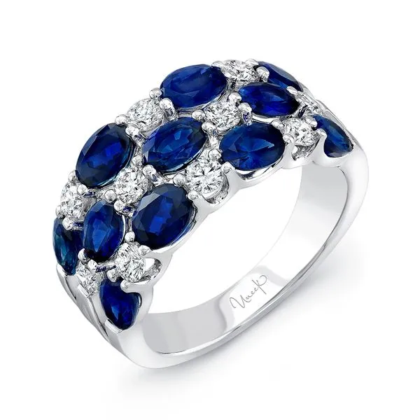 Uneek Precious Collection 3-Row Oval Blue Sapphire Fashion Ring Quest Fine Jewelers Fairfax, VA