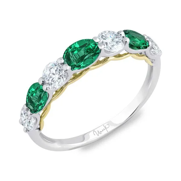 Uneek Precious Collection Seven-Stone Oval Emerald Stackable Ring Quest Fine Jewelers Fairfax, VA