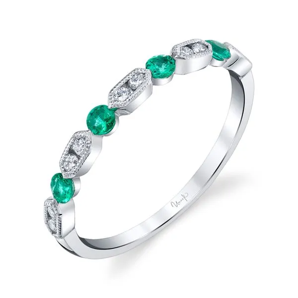 Uneek Precious Collection 1-Row Round Emerald Stackable Ring Quest Fine Jewelers Fairfax, VA