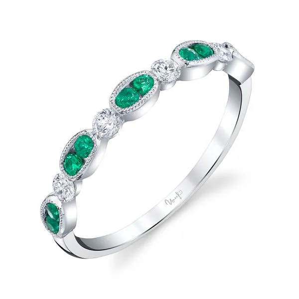 Uneek Precious Collection 1-Row Round Emerald Stackable Ring Quest Fine Jewelers Fairfax, VA
