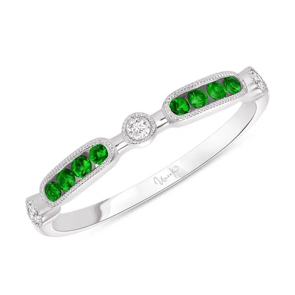 Uneek Precious Collection 1-Row Round Emerald Stackable Ring Quest Fine Jewelers Fairfax, VA