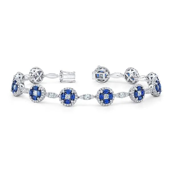 Uneek Precious Collection Halo Marquise Blue Sapphire Link Bracelet Quest Fine Jewelers Fairfax, VA