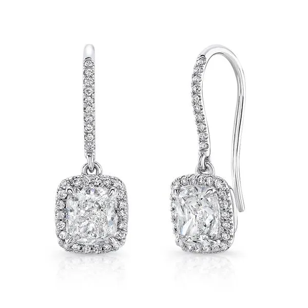 Uneek Signature Collection Halo Drop Earrings Diamond Source Jewelers Greenwood Village, CO