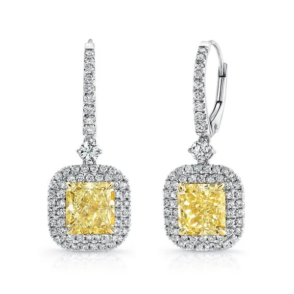 Uneek Natureal Collection Double-Halo Drop Earrings Quest Fine Jewelers Fairfax, VA