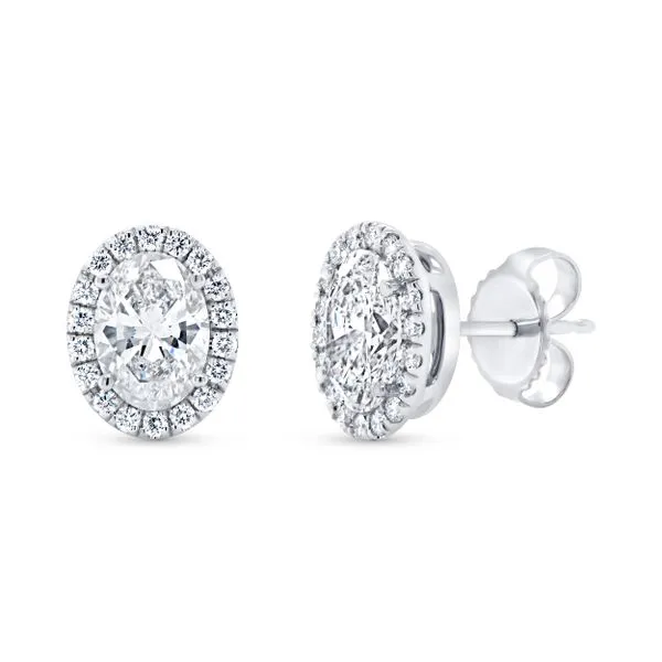 Uneek Signature Collection Halo Oval Diamond Stud Earrings Quest Fine Jewelers Fairfax, VA
