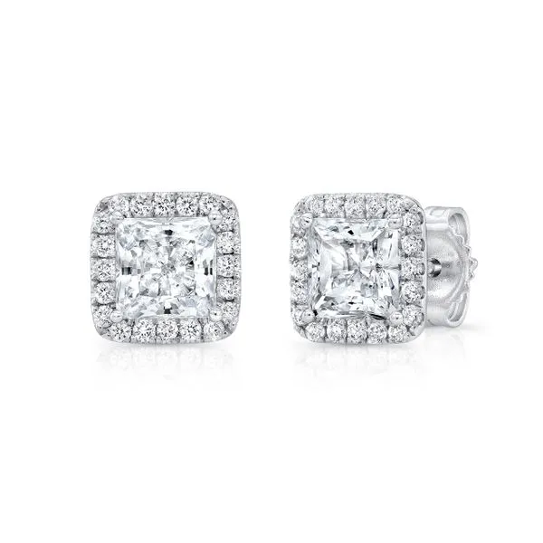 Uneek Silhouette Collection Halo Princess Stud Earrings Diamond Source Jewelers Greenwood Village, CO