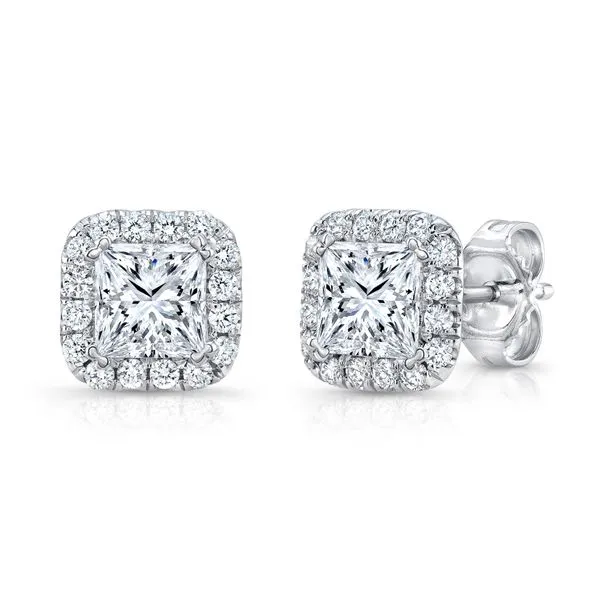 Uneek Silhouette Collection Halo Princess Stud Earrings Diamond Source Jewelers Greenwood Village, CO