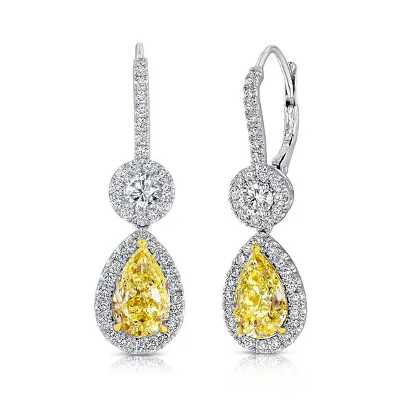 Uneek Natureal Collection Halo Princess Drop Earrings Diamond Source Jewelers Greenwood Village, CO