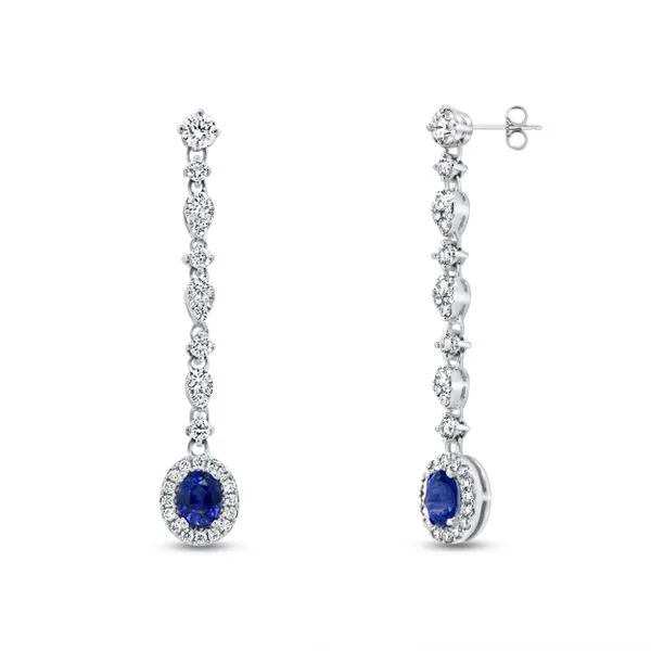 Uneek Precious Collection Oval Blue Sapphire Dangle Earrings Diamond Source Jewelers Greenwood Village, CO