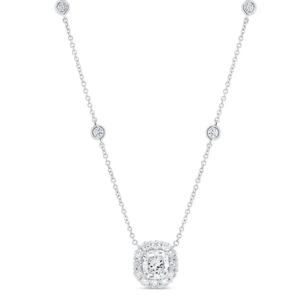 Uneek Signature Collection Halo Cushion Diamond Drop Pendant Diamond Source Jewelers Greenwood Village, CO