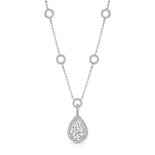 Uneek Signature Collection Halo Pear Diamond Drop Pendant Diamond Source Jewelers Greenwood Village, CO